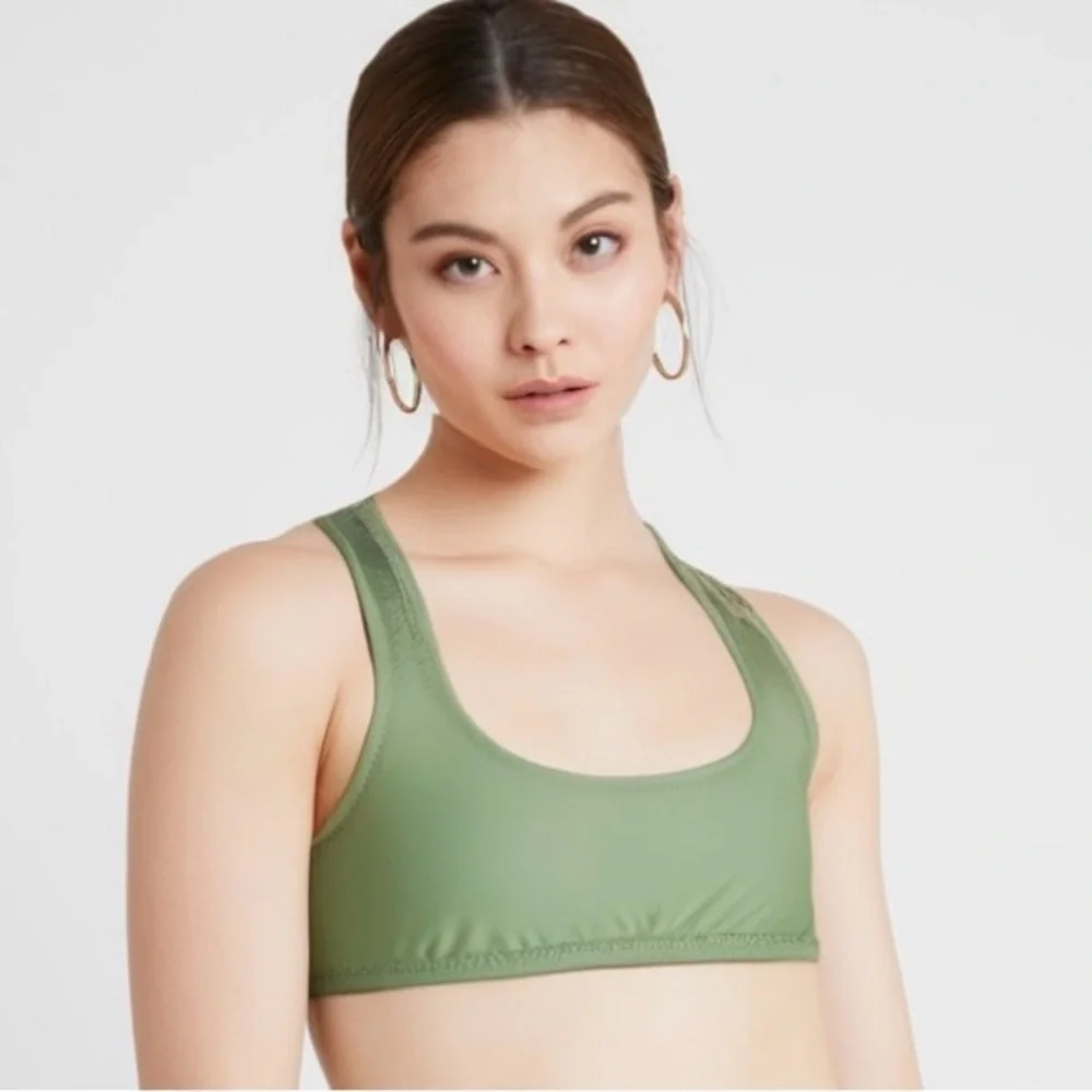J Crew Heritage scoopneck bikini top light olive green